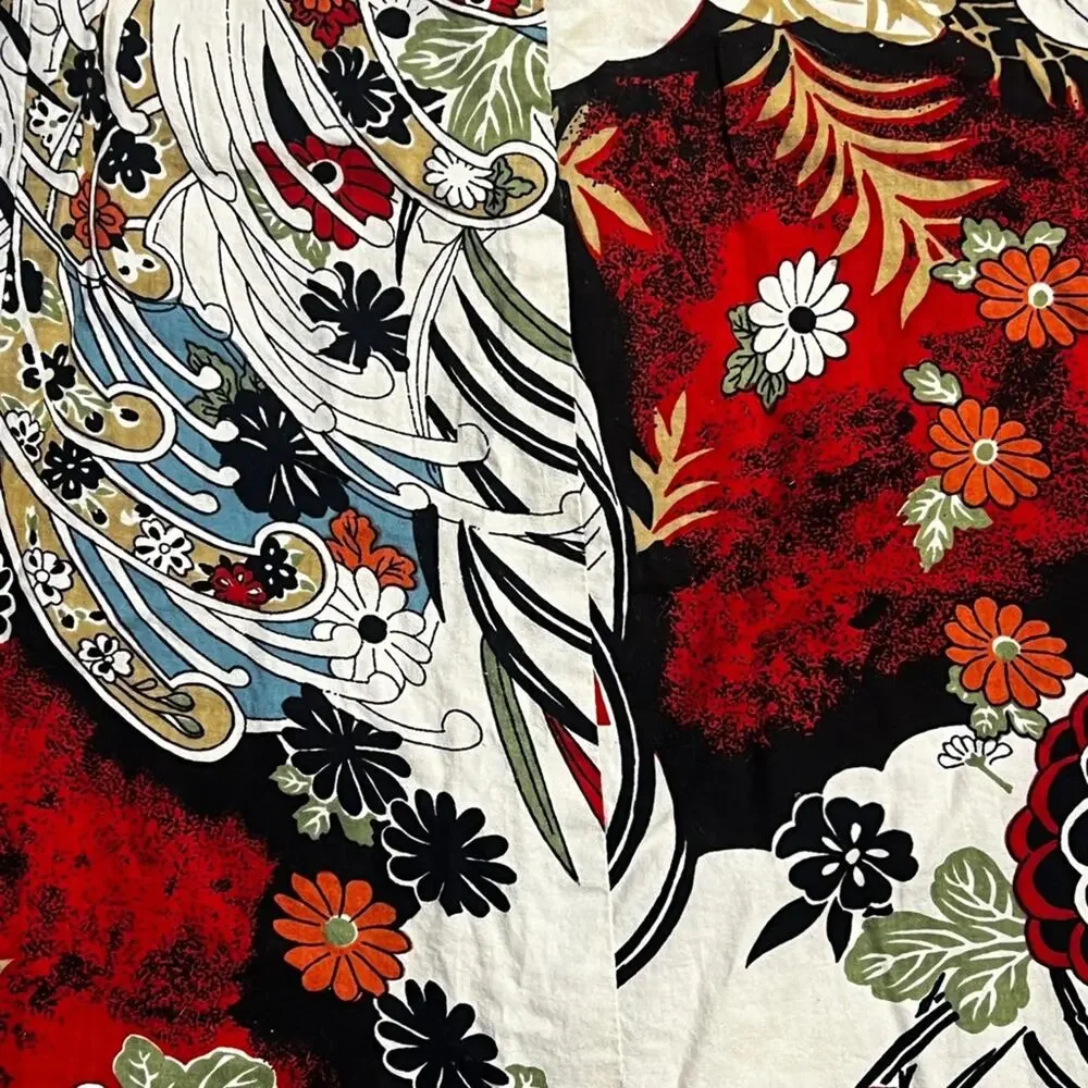 Elegant Multicolor Red and Black Floral A-Line Skirt Vintage SZ 10